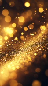 Golden stardust river drifts through a twilight dreamscape.