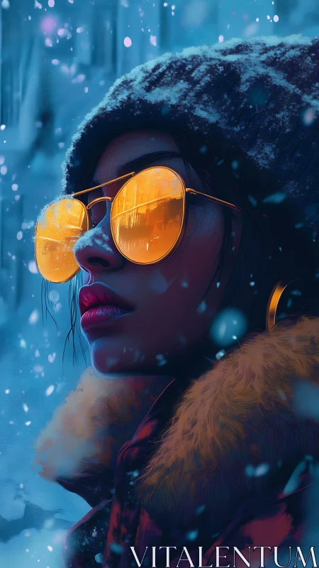 Golden winter reflections on a quiet city wanderer.