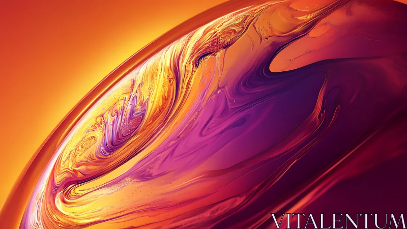 Molten gradient sphere curves with luminous violet swirls