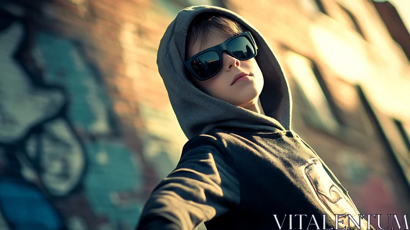 Urban Youth Contemplation Against Weathered Wall.