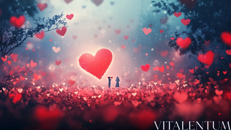 Two Figures Standing Before Glowing Heart Structure