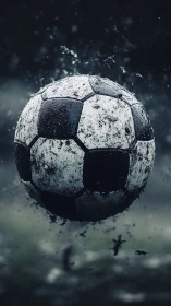 Hydrodynamic midair capture of mud saturated football sphere.