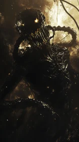 Molten void horror emerging from blazing abyssal light.