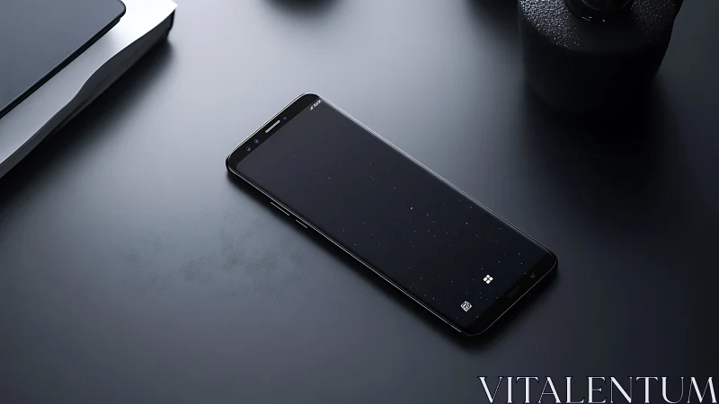 Minimalist Smartphone Tableau with Geometric Desktop Objects.