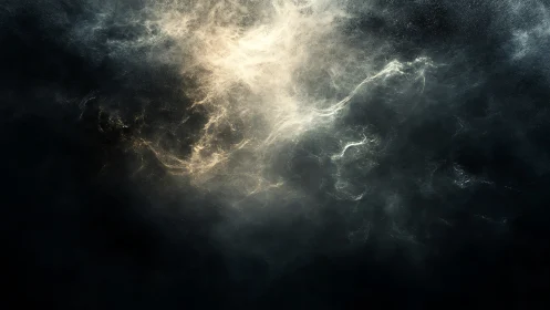 Nebulous light cloud in deep space style digital painting.