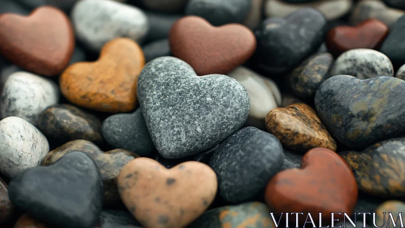Heart-Shaped Stone Composition with Depth of Field.