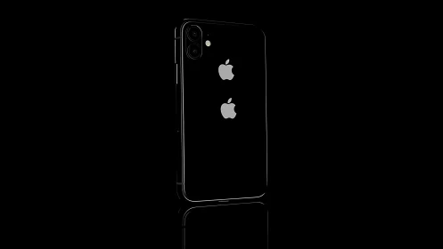 Black smartphone rear view with duplicate Apple logos.