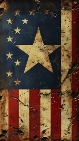 Weathered star and stripes with timeworn patriotic charm.