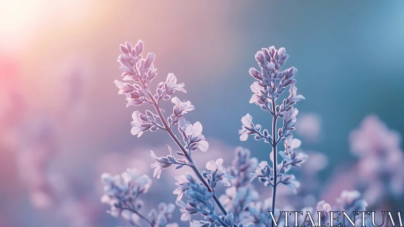 Purple flowering plants displayed with selective focus technique