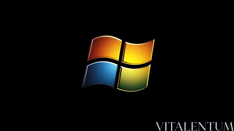 Glowing window logo floats brightly on a deep black canvas
