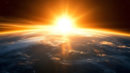 Solar illumination over Earth horizon from space viewpoint.