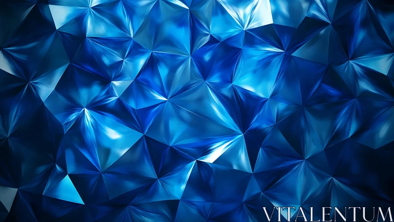 Prismatic sapphire folds bloom across a crystalline nightscape.