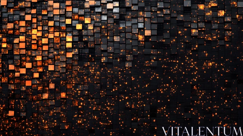 Glowing Orange Cubes Abstract Digital Art with Futuristic Vibe.