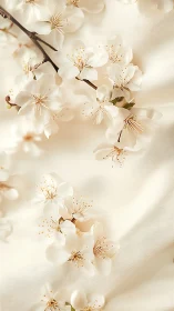 White Cherry Blossoms in Golden Sunlight.