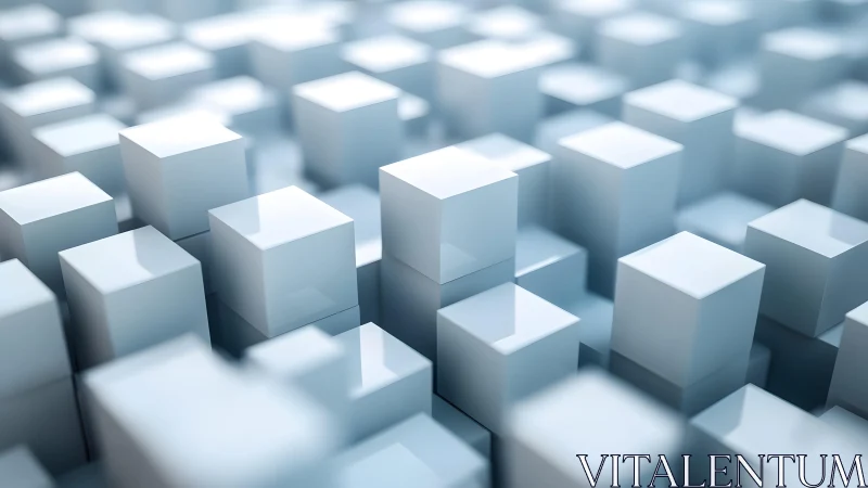Minimalist white cubes form a futuristic geometric landscape