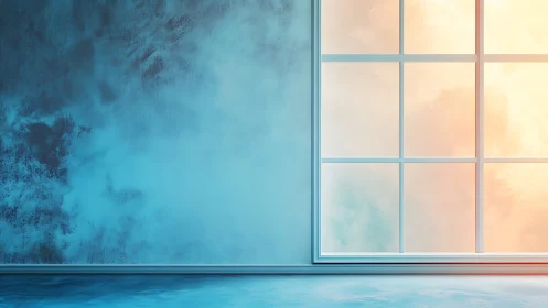 Soft gradient interior wall with large frosted window.
