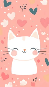 Joyful Kitten Dreams: Whimsical Heart-Filled Feline Portrait.