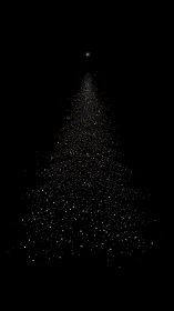 Minimalist star tree glows against deep black void.