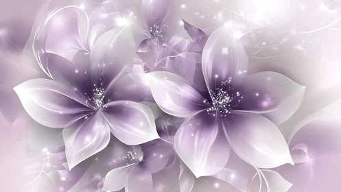 Multi-Petal Orchid Composition With Luminescent Particle Effects