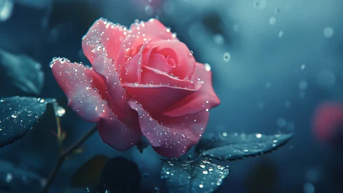 Red Rose with Water Droplets: Macro Photography with Depth of Field