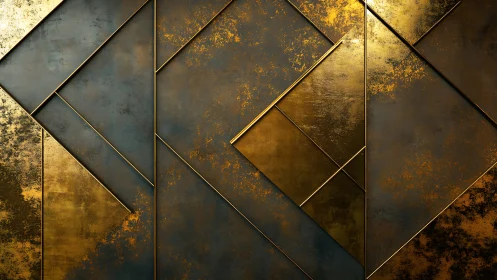 Golden geometric panels glowing with warm metallic style.