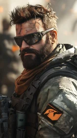 Battle-hardened soldier turns amid smoke-filled urban warfare