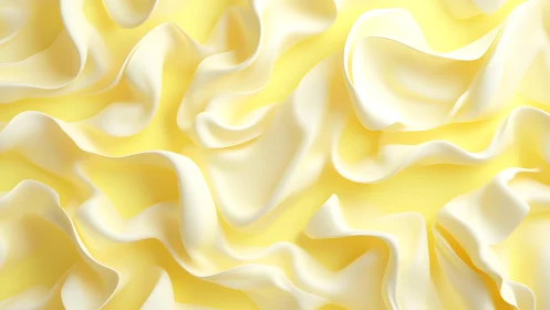 Soft Cream Fabric Folds on Pastel Yellow Background, Abstract Art.