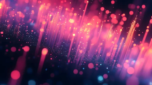 Vibrant Abstract Digital Light Trails in Neon Colors, Futuristic Style.