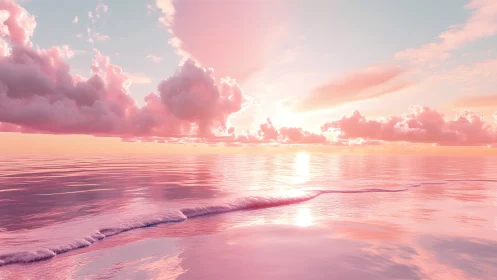 Cotton candy sunrise over a softly glowing pink sea.