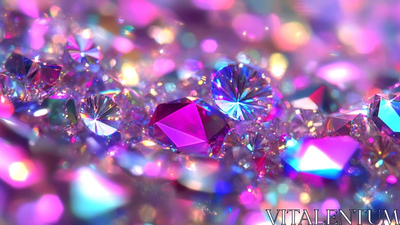 Neon crystals scatter prismatic light across bokeh field.