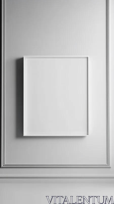 Minimalist white frame on paneled wall with controlled soft lighting
