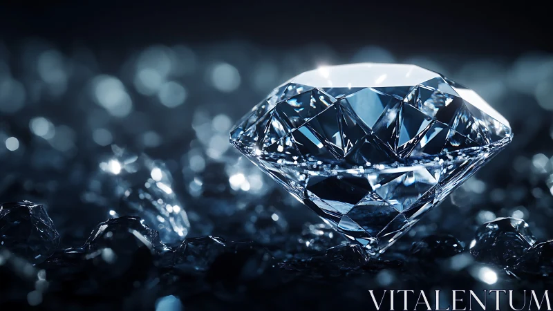 Luminous diamond resting in a dreamy nightfield of light.