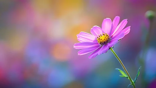 Magenta Cosmos Flower Against Soft Bokeh Background. Vibrant.
