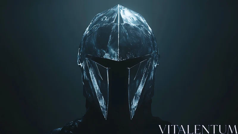 Silent crystal knight under moody midnight light.