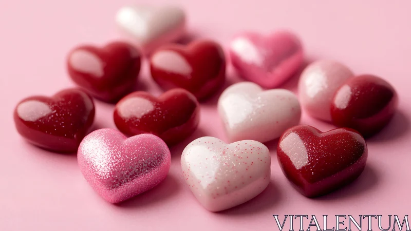 Sparkly Hearts in Shades of Pink and Red.