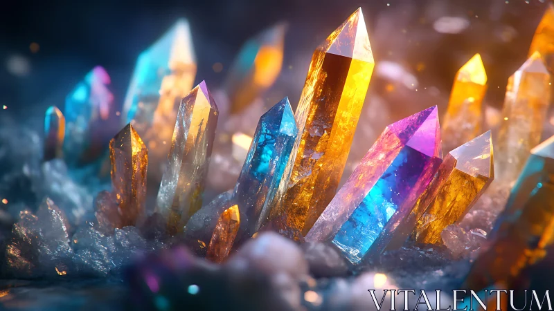 Radiant crystal cluster glows softly in a dreamlike cave