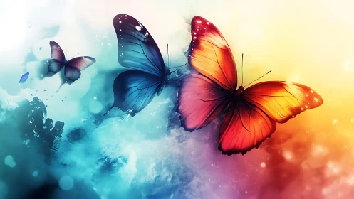 Butterfly daybreak drifting through a painted skystorm.