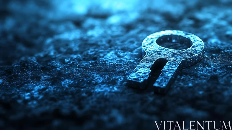 Frozen cyber key lounges on frosted circuitry plain