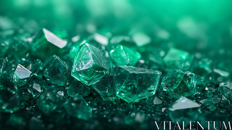 Emerald crystal macro with vivid green light bokeh glow.