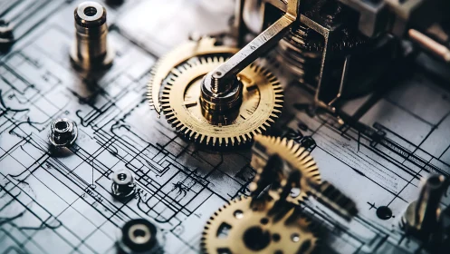 Clockwork gears argue with blueprints over perfect timing