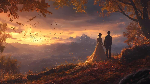 Autumn ridge vows under ember skies and silent mountains.