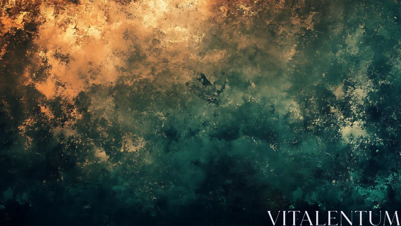 Abstract textured background with gold and teal tones, digital art.