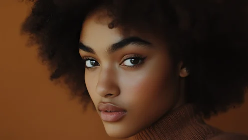Portrait shows close-up digital render of young woman