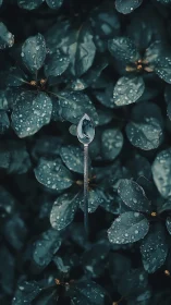 Silver spoon drifts like moonlight over rain-dark leaves.