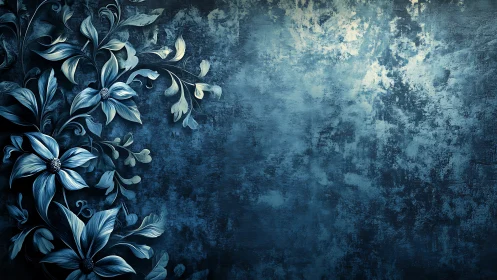 Midnight florals unfold against a moody blue dreamscape.