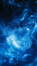 Starwhale drifting through electric blue cosmic tides.