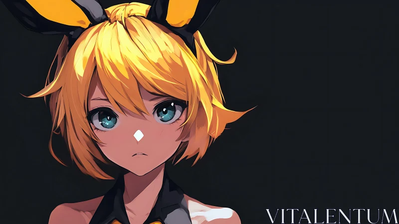 Anime girl with yellow hair and black bunny ear headband.