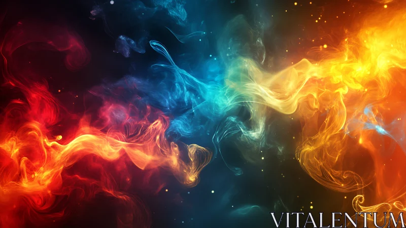 Fluid Dynamics Digital Composition: Multicolor Volumetric Smoke Rendering with Kinetic Energy