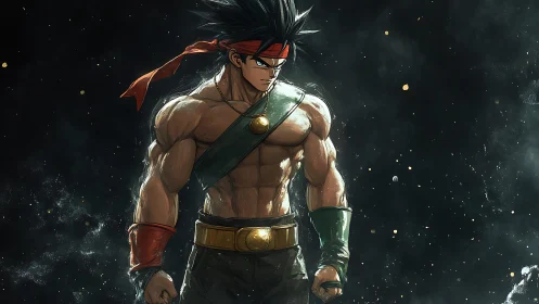 Cel-shaded warrior portrait with dynamic rim lighting study.