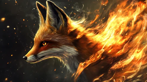 Pyrokinetic vulpine profile in high-energy digital rendering.